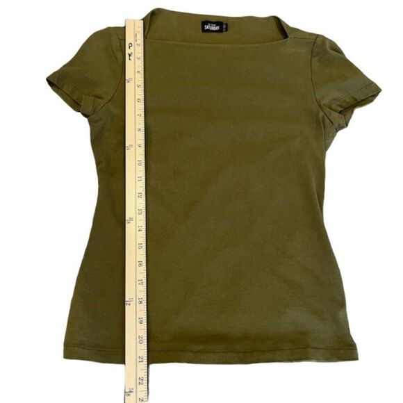 Kate Spade Saturday Boat Neck Tee in Deep Olive Short Sleeve Cotton Size XS - Picture 7 of 8
